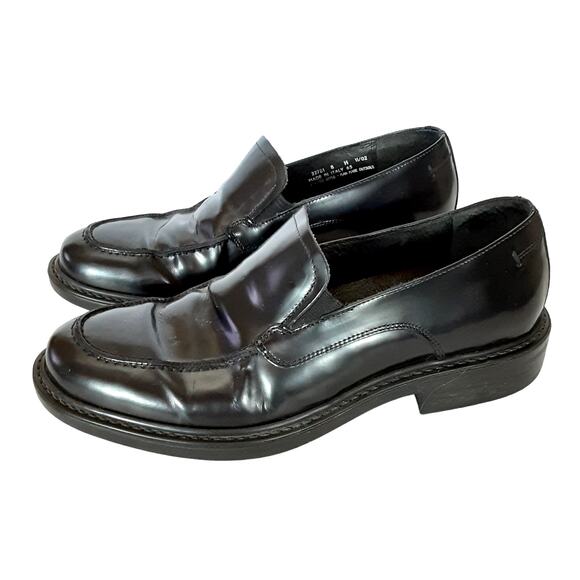 Bostonian Strada Black Genuine Leather Dress Shoes Mens 8 Loafers Slip On - Picture 1 of 10